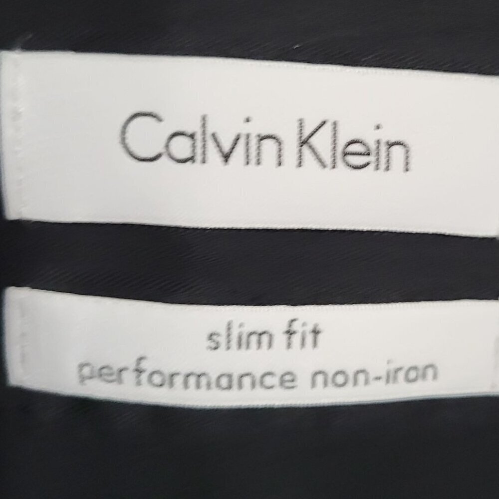 Calvin Klein Dress  Slim Fit Shirt Black Men Size 16 - Picture 2 of 6